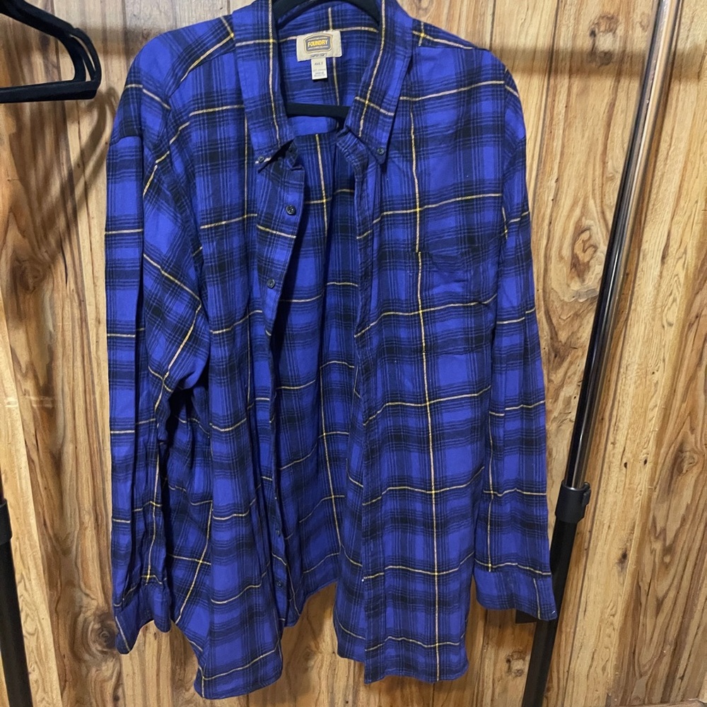 The Foundry Supply Co. Purple and Yellow Plaid Shirt 4xlt